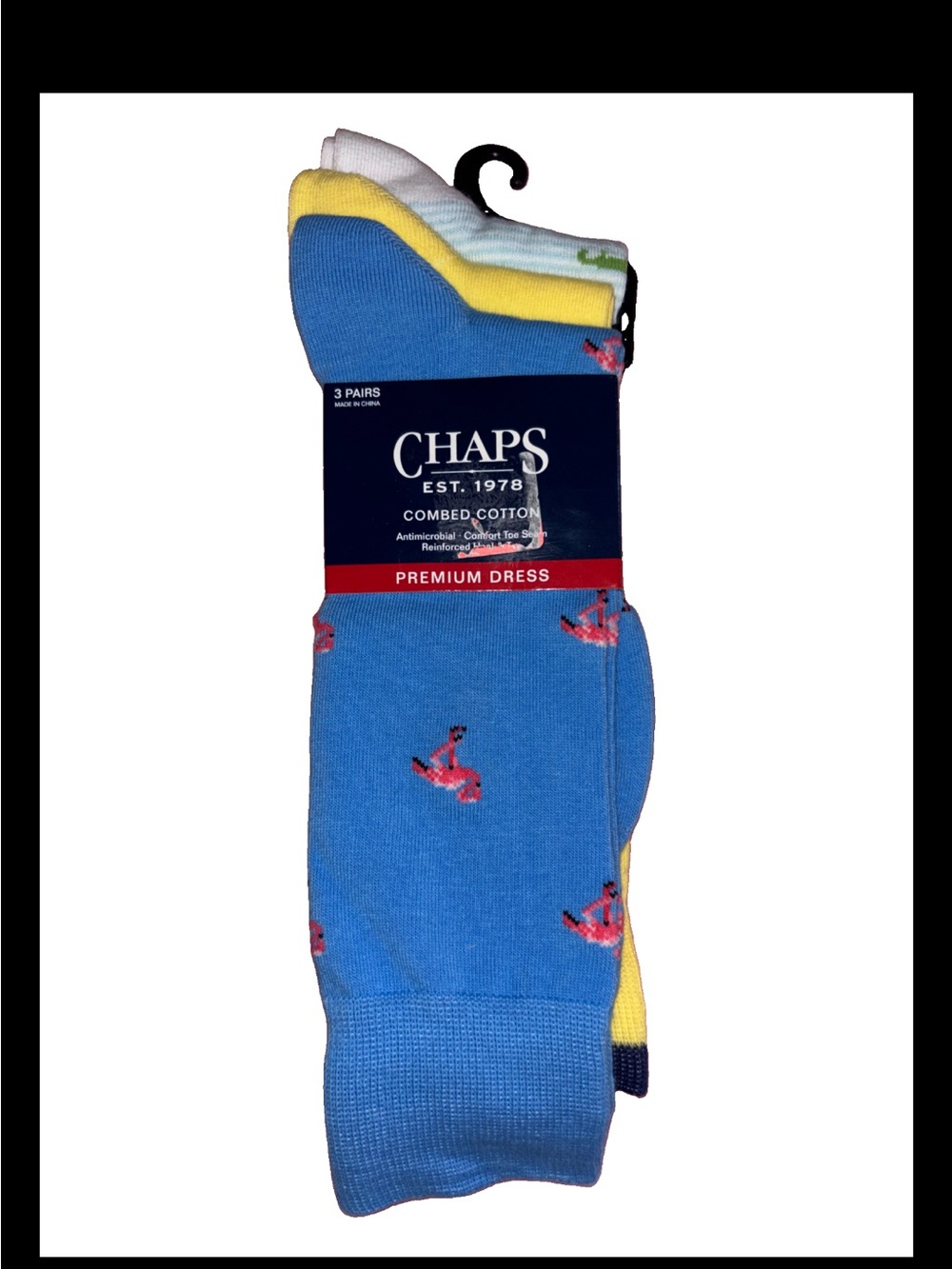 Chaps Men's Blue, Yellow & White Dress Sock 3-Pack